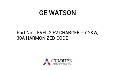 LEVEL 2 EV CHARGER - 7.2KW, 30A HARMONIZED CODE